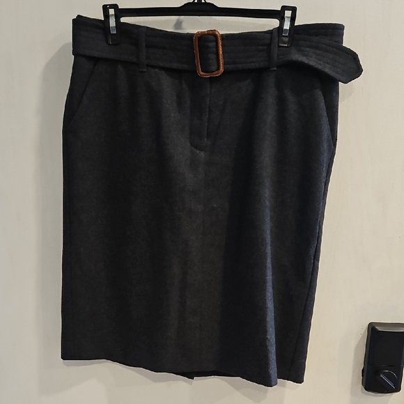 Boden Charcoal Gray Wool Belted Pencil Skirt 14R - Picture 2 of 10